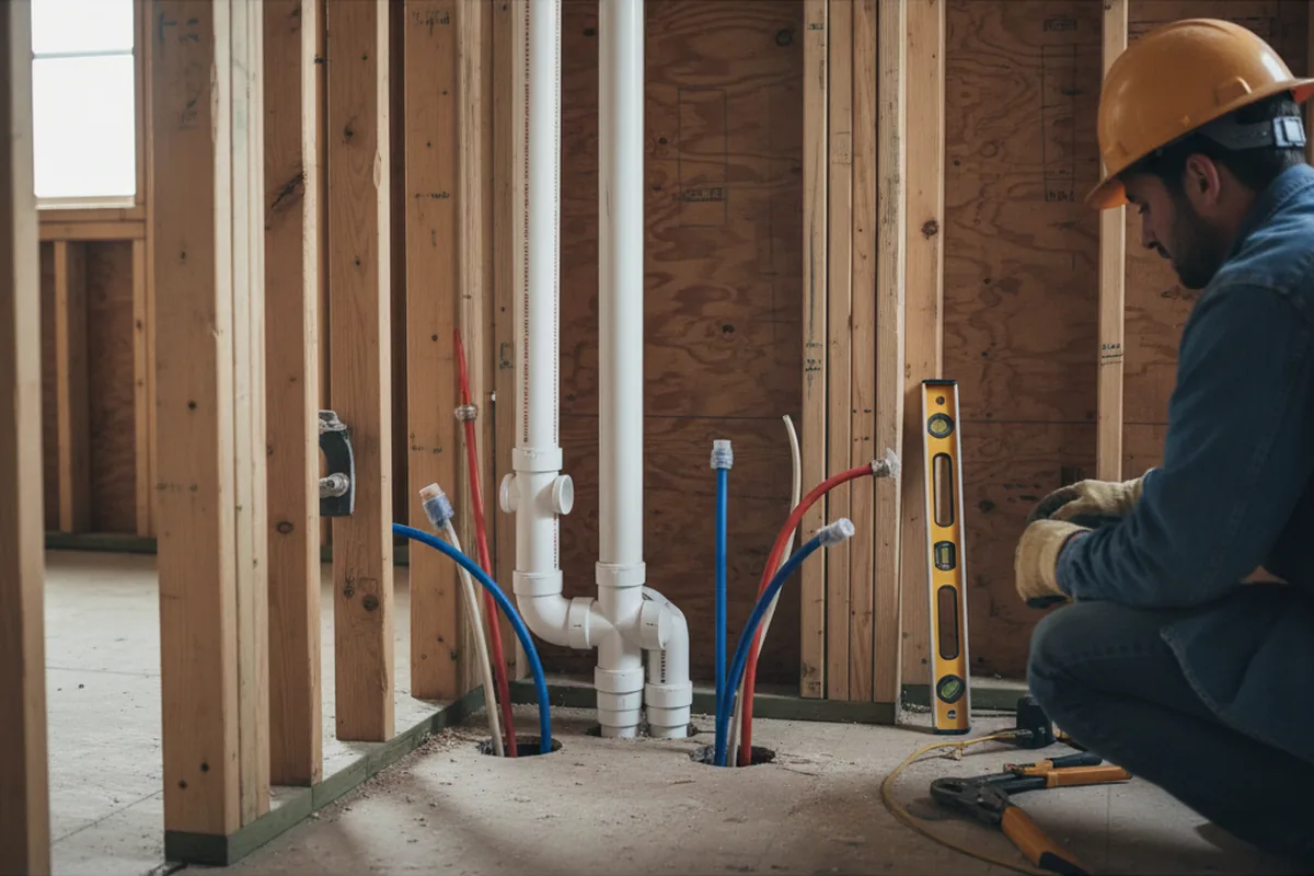 Drain and supply rough-in during Garbage Disposal Repair in Pacoima
