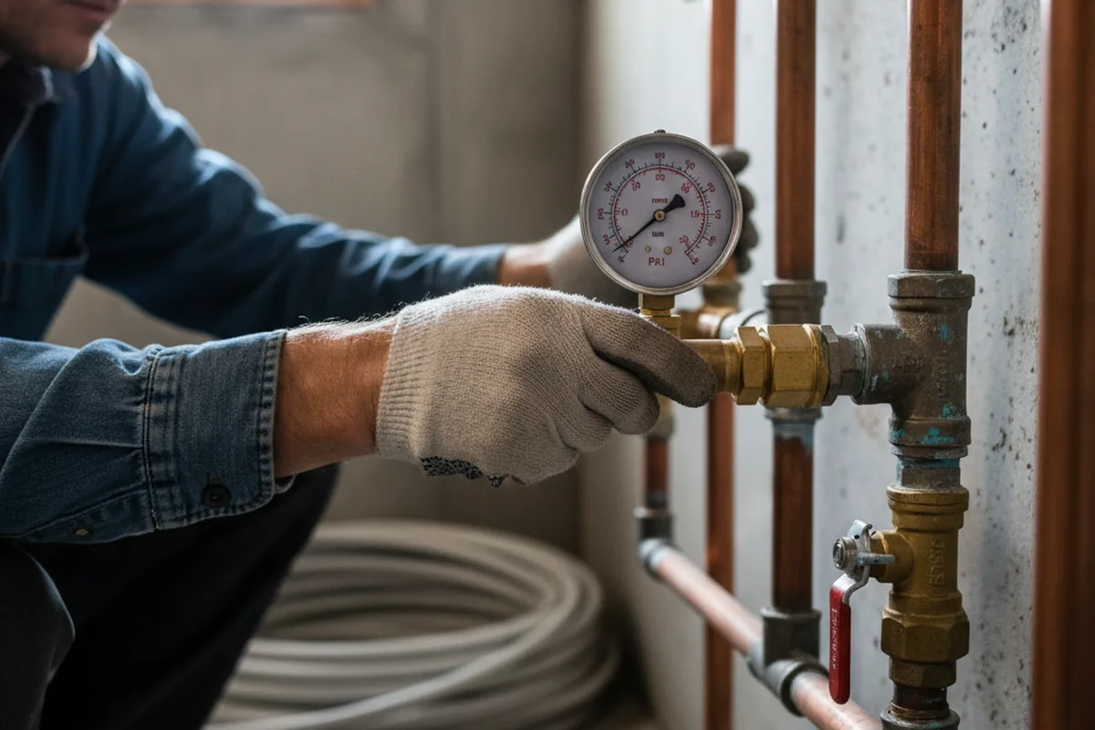 Pressure testing a repaired line during Water Line Repair in Pacoima